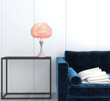 24" Glam Pink Faux Feather and White Metal Table Lamp - Homeroots - Flyclothing LLC