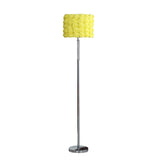 63" Steel and Acrylic Floor Lamp With Yellow Flowers Fabric Drum Shade - Homeroots - Flyclothing LLC