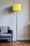63" Steel and Acrylic Floor Lamp With Yellow Flowers Fabric Drum Shade - Homeroots - Flyclothing LLC
