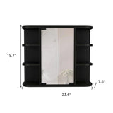 24" Black Wall Mounted Bathroom Cabinet With Six Shelves - Homeroots - Flyclothing LLC