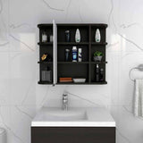 24" Black Wall Mounted Bathroom Cabinet With Six Shelves - Homeroots - Flyclothing LLC