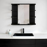 24" Black Wall Mounted Bathroom Cabinet With Six Shelves - Homeroots - Flyclothing LLC