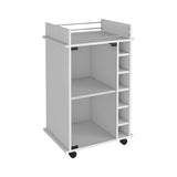 White Rolling Bar Cart With Wine Storage - Homeroots - Flyclothing LLC