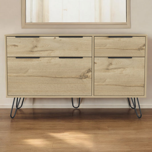 47" Brown and Black Four Drawer Double Dresser - Homeroots