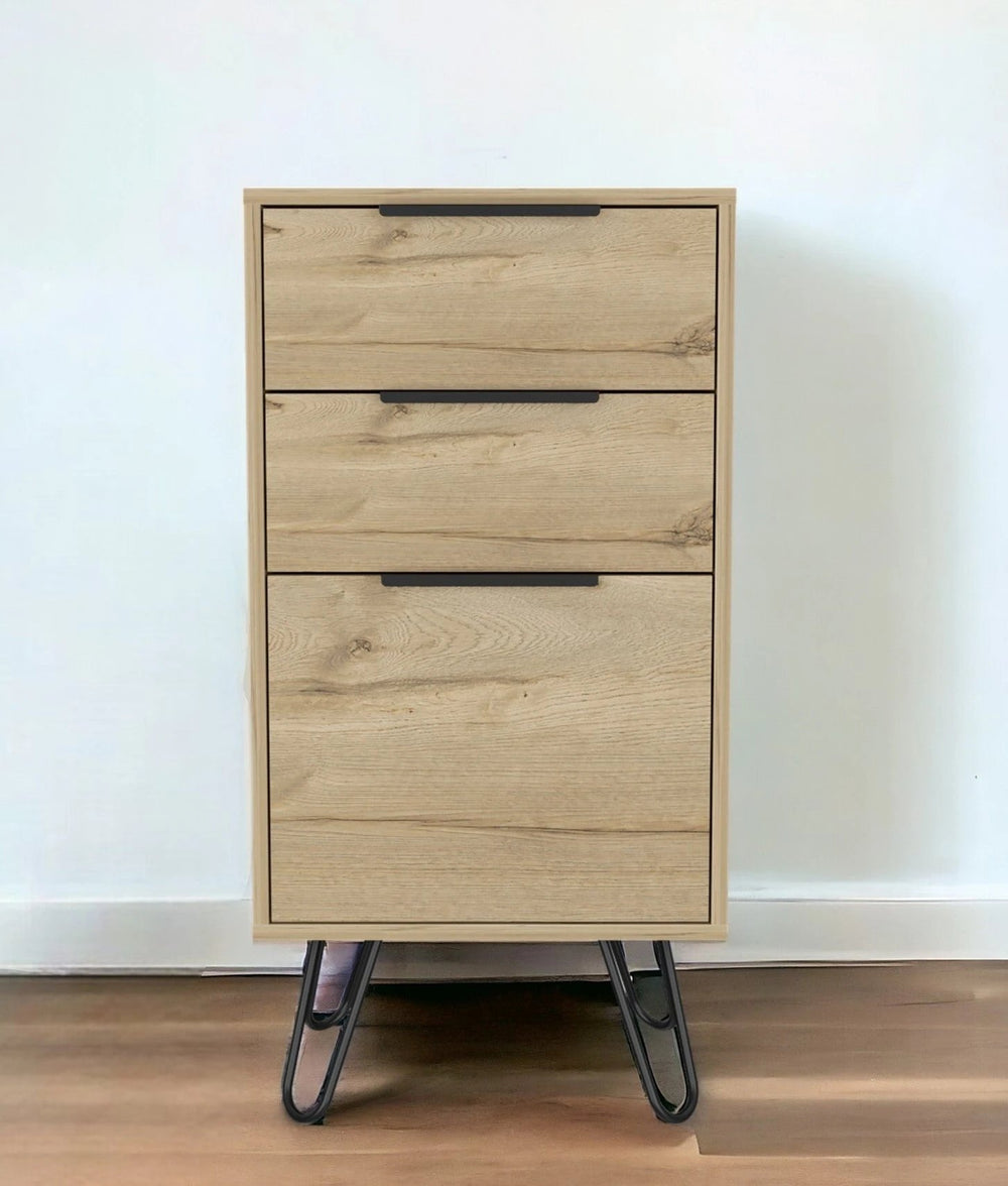 18" Brown and Black Three Drawer Standard Chest - Homeroots