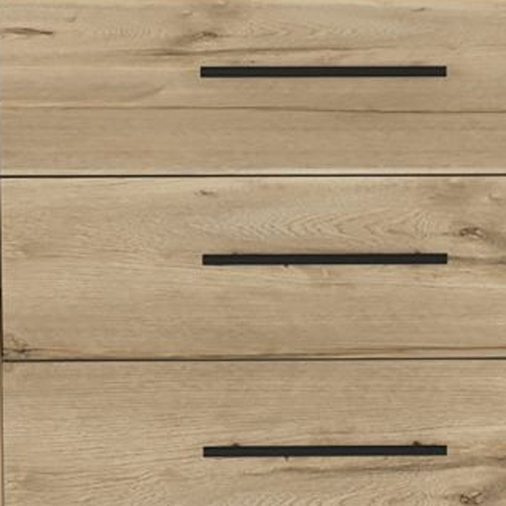59" Natural and Black Six Drawer Double Dresser - Homeroots - Flyclothing LLC