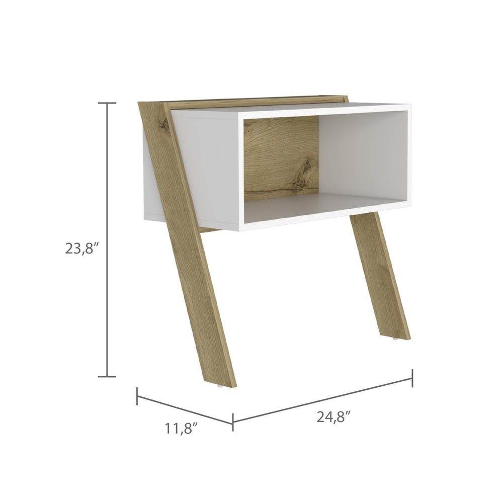 24" White and Oak Faux Wood Nightstand