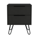 22" Black Two Drawer Faux Wood Nightstand - Homeroots - Flyclothing LLC