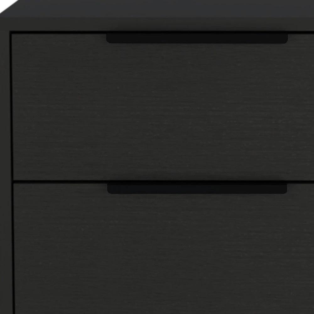 22" Black Two Drawer Faux Wood Nightstand - Homeroots - Flyclothing LLC