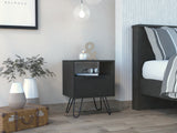22" Black Faux Wood Nightstand With Storage - Homeroots - Flyclothing LLC