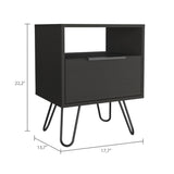 22" Black Faux Wood Nightstand With Storage - Homeroots - Flyclothing LLC