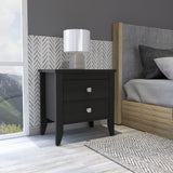 24" Black Two Drawer Faux Wood Nightstand - Homeroots