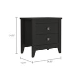 24" Black Two Drawer Faux Wood Nightstand - Homeroots