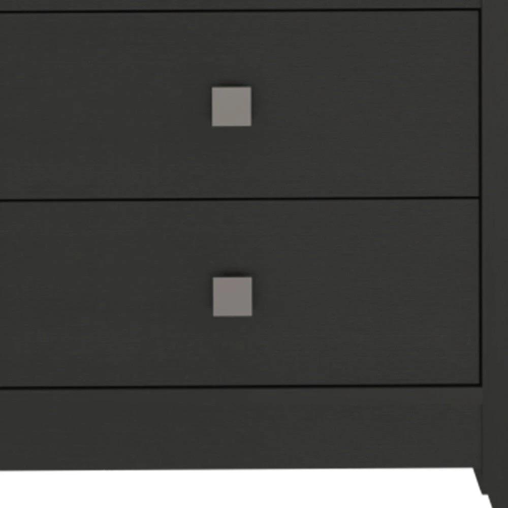 24" Black Two Drawer Faux Wood Nightstand - Homeroots