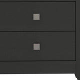 24" Black Two Drawer Faux Wood Nightstand - Homeroots