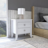 24" White Two Drawer Faux Wood Nightstand - Homeroots - Flyclothing LLC