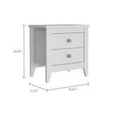 24" White Two Drawer Faux Wood Nightstand - Homeroots - Flyclothing LLC