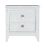 24" White Two Drawer Faux Wood Nightstand - Homeroots - Flyclothing LLC