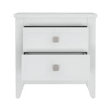 24" White Two Drawer Faux Wood Nightstand - Homeroots - Flyclothing LLC