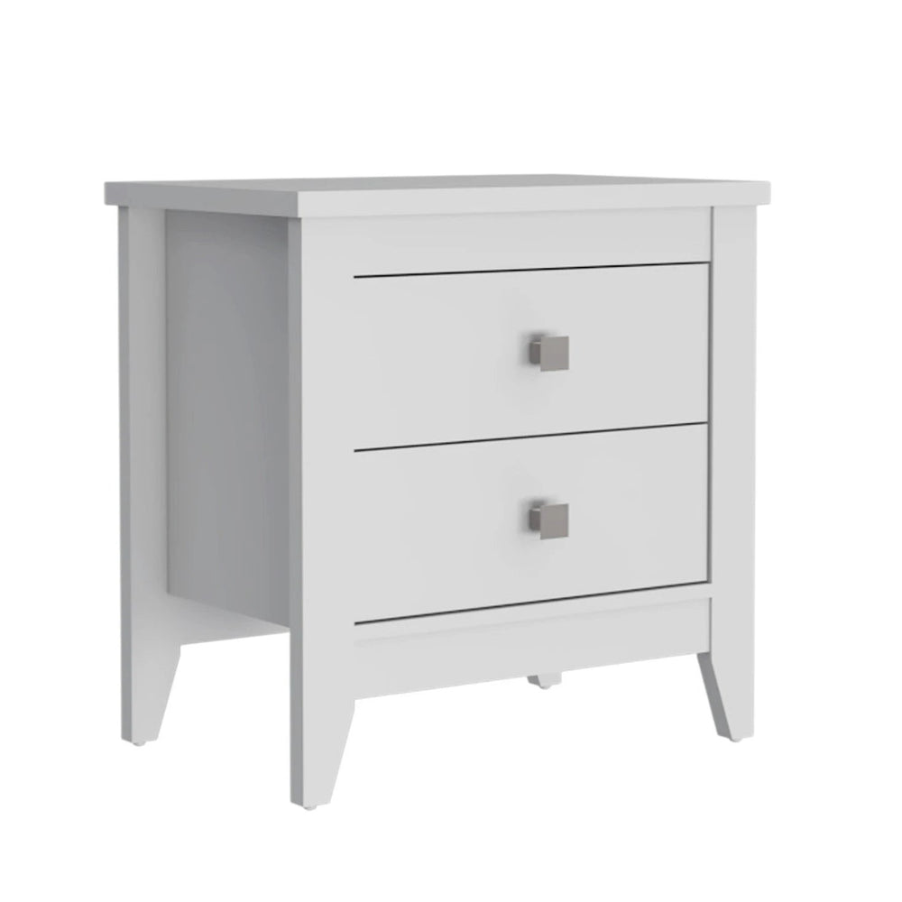 24" White Two Drawer Faux Wood Nightstand - Homeroots - Flyclothing LLC