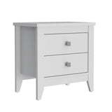 24" White Two Drawer Faux Wood Nightstand - Homeroots - Flyclothing LLC