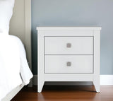 24" White Two Drawer Faux Wood Nightstand - Homeroots - Flyclothing LLC