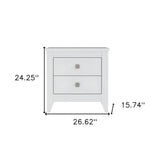 24" White Two Drawer Faux Wood Nightstand - Homeroots - Flyclothing LLC