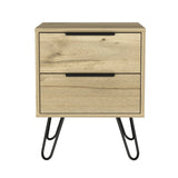 22" Oak Two Drawer Faux Wood Nightstand - Homeroots - Flyclothing LLC