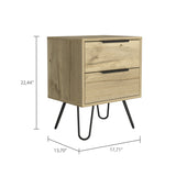 22" Oak Two Drawer Faux Wood Nightstand - Homeroots - Flyclothing LLC