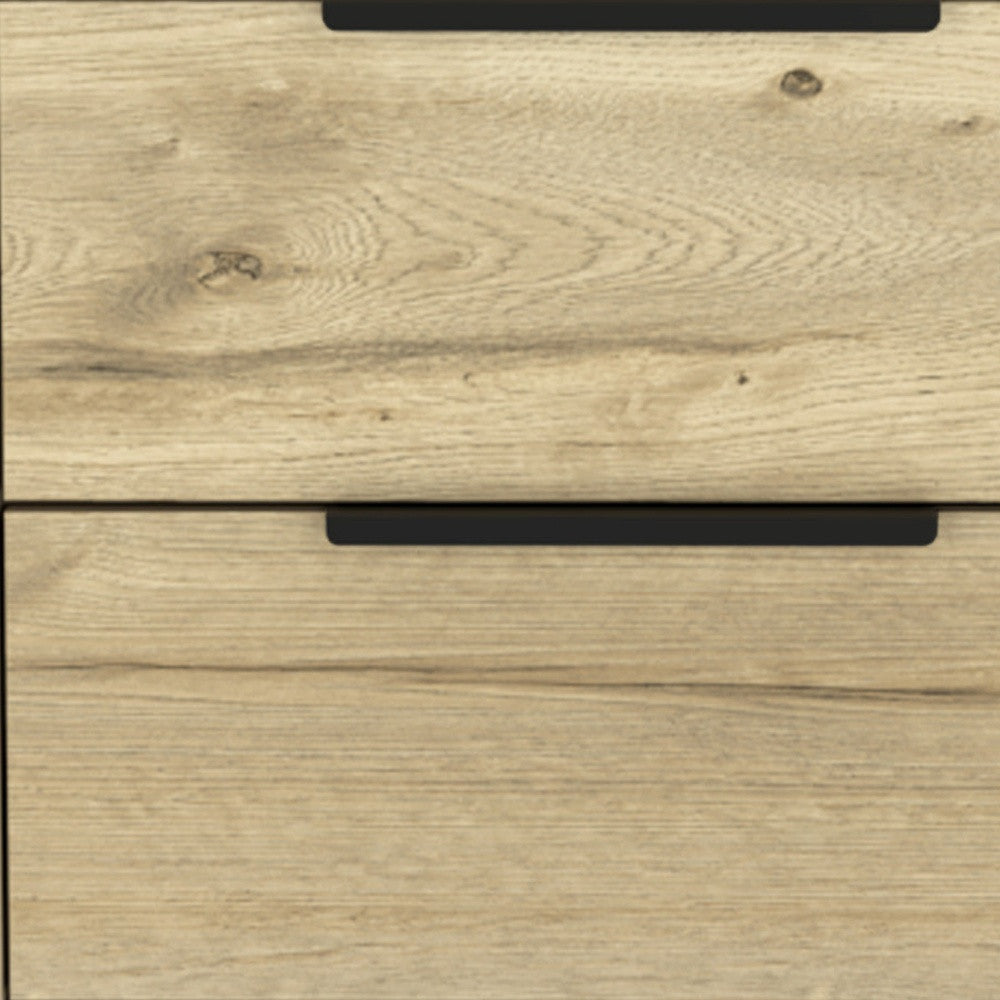 22" Oak Two Drawer Faux Wood Nightstand - Homeroots - Flyclothing LLC