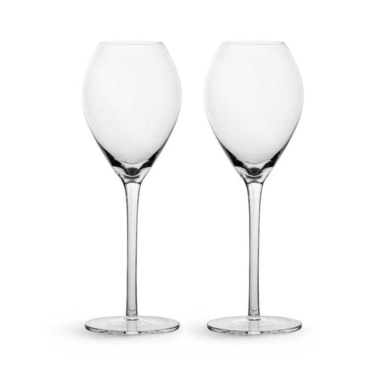 Set of Two Clear Crystal Glass Tuliped Bowl Stemmed Champagne Glass - Homeroots - Flyclothing LLC