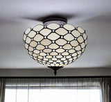 Black and White Tiffany Style Two Light Semi Flush Ceiling Lamp - Homeroots - Flyclothing LLC
