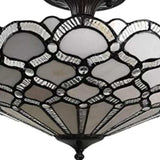 Black and Gray Two Light Tiffany Style Semi Flush Dimmable Ceiling LIght - Homeroots - Flyclothing LLC
