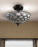 Black and Gray Two Light Tiffany Style Semi Flush Dimmable Ceiling LIght - Homeroots - Flyclothing LLC