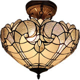 Yellow and Brown Two Light Tiffany Style Semi Flush Dimmable Ceiling Light - Homeroots - Flyclothing LLC