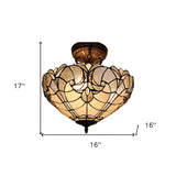 Yellow and Brown Two Light Tiffany Style Semi Flush Dimmable Ceiling Light - Homeroots - Flyclothing LLC
