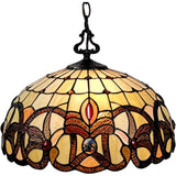 16" Tiffany Style Stained Glass Two Light Glass Dimmable Ceiling Light - Homeroots - Flyclothing LLC