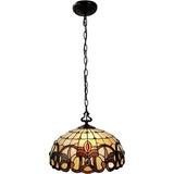 16" Tiffany Style Stained Glass Two Light Glass Dimmable Ceiling Light - Homeroots - Flyclothing LLC