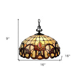 16" Tiffany Style Stained Glass Two Light Glass Dimmable Ceiling Light - Homeroots - Flyclothing LLC