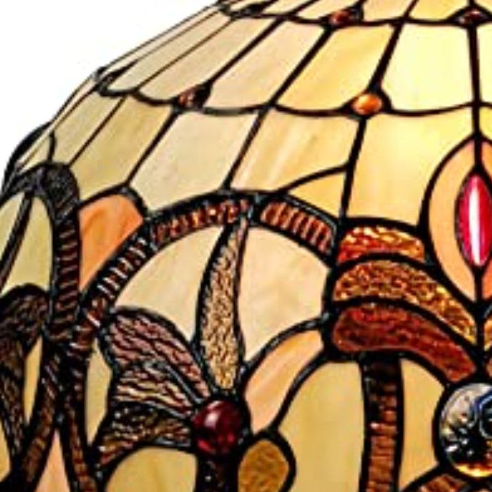16" Tiffany Style Stained Glass Two Light Glass Dimmable Ceiling Light - Homeroots - Flyclothing LLC
