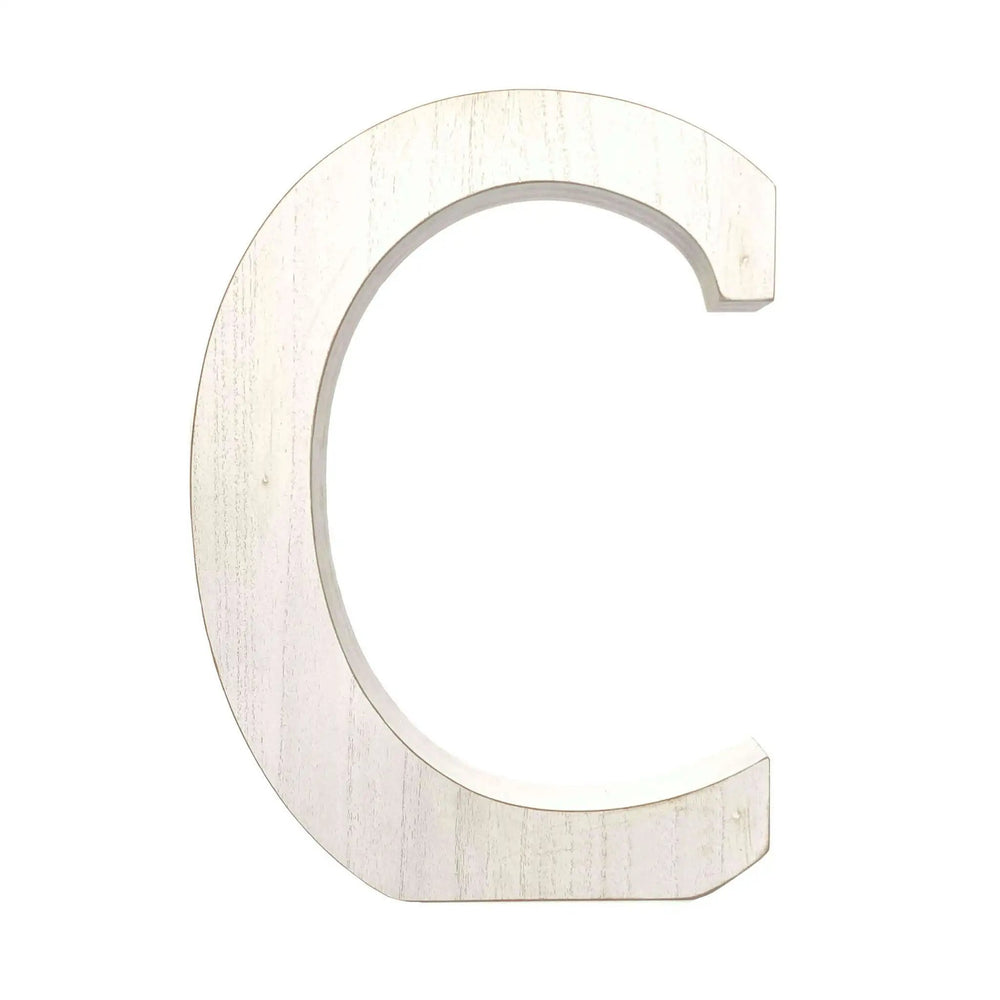 16" White Distressed Wood Letter C Tabletop Sculpture - Homeroots