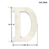16" Distressed White Wash Wooden Initial Letter D Sculpture - Homeroots
