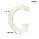 16" Distressed White Wash Wooden Initial Letter G Sculpture - Homeroots