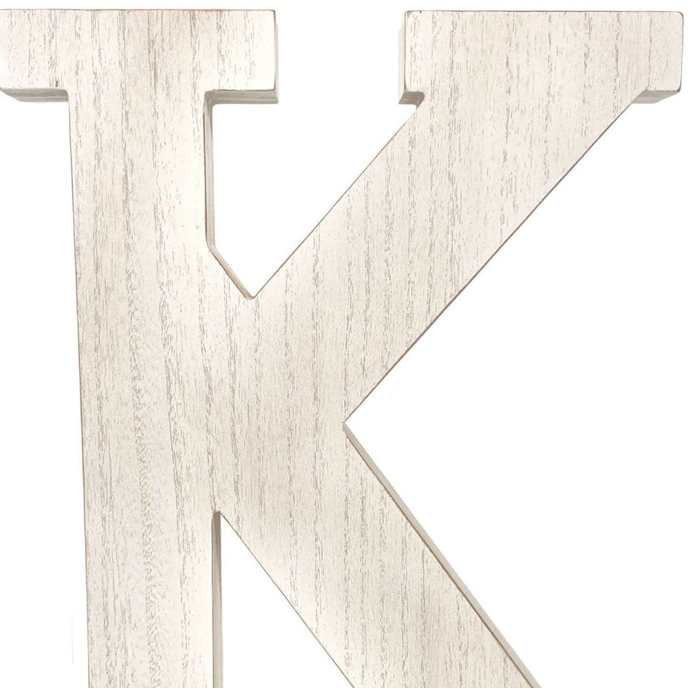 16" White Distressed Wood Letter K Tabletop Sculpture