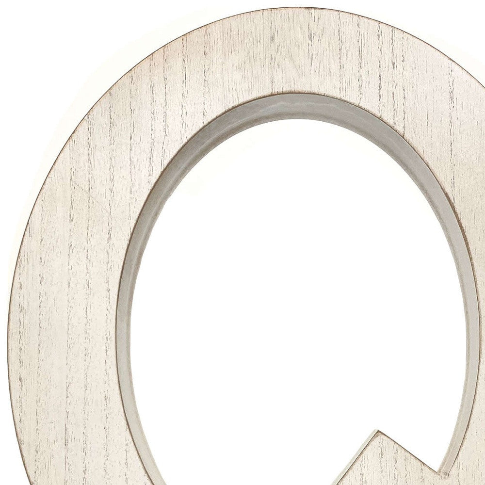 16" Distressed White Wash Wooden Initial Letter Q Sculpture