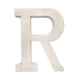 16" White Distressed Wood Letter R Tabletop Sculpture