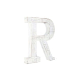 16" White Distressed Wood Letter R Tabletop Sculpture