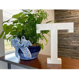 16" Distressed White Wash Wooden Initial Letter T Sculpture - Homeroots