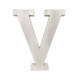 16" Distressed White Wash Wooden Initial Letter V Sculpture - Homeroots
