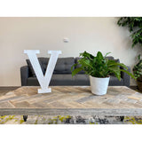 16" Distressed White Wash Wooden Initial Letter V Sculpture - Homeroots